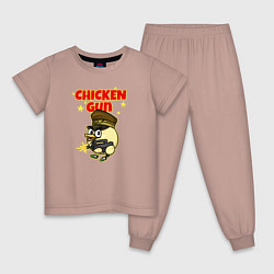 Пижама хлопковая детская Chicken Gun - игра, цвет: пыльно-розовый
