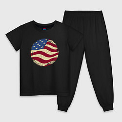 Пижама хлопковая детская Flag USA, цвет: черный