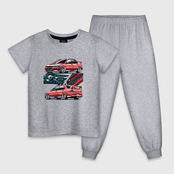 Пижама хлопковая детская Mitsubishi Lancer Evolution IX V1, цвет: меланж
