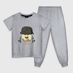 Пижама хлопковая детская Chicken Gun в каске, цвет: меланж