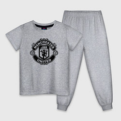 Пижама хлопковая детская Manchester United black, цвет: меланж
