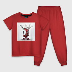 Пижама хлопковая детская Вишневый коктейль, цвет: красный