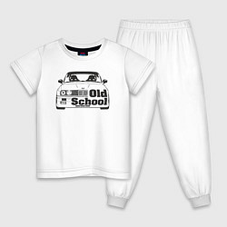 Пижама хлопковая детская BMW old school, цвет: белый