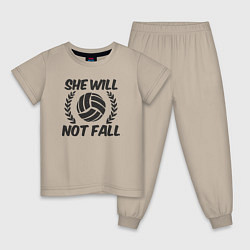 Пижама хлопковая детская She will not fall, цвет: миндальный