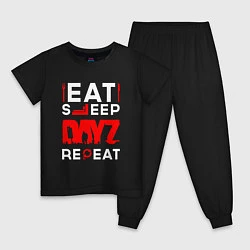 Пижама хлопковая детская Надпись eat sleep DayZ repeat, цвет: черный