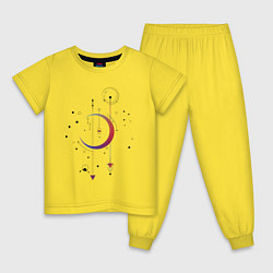 Пижама хлопковая детская Абстракция: черные стрелы, цвет: желтый