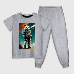 Пижама хлопковая детская Панда-космонавт на похожей планете, цвет: меланж