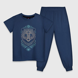 Пижама хлопковая детская Мифология славян - медведь, цвет: тёмно-синий