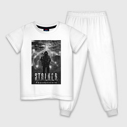 Пижама хлопковая детская Stalker thunderstorm, цвет: белый