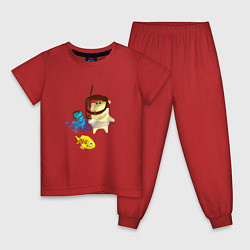 Пижама хлопковая детская Дайвинг котиков, цвет: красный