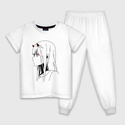 Пижама хлопковая детская Милый во франксе - line, цвет: белый
