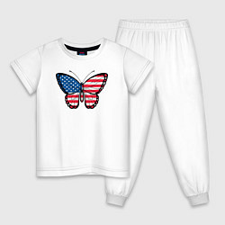 Пижама хлопковая детская США бабочка, цвет: белый