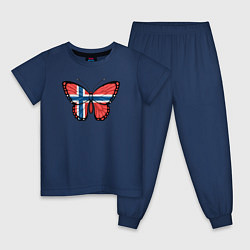 Пижама хлопковая детская Норвегия бабочка, цвет: тёмно-синий