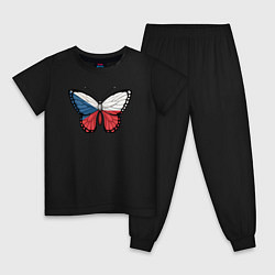 Пижама хлопковая детская Чехия бабочка, цвет: черный