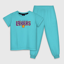 Пижама хлопковая детская Team Lakers, цвет: бирюзовый