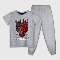 Пижама хлопковая детская Samurai logo, цвет: меланж