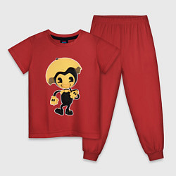 Пижама хлопковая детская Бенди с зонтиком, цвет: красный