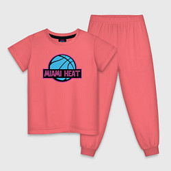 Пижама хлопковая детская Miami Heat team, цвет: коралловый