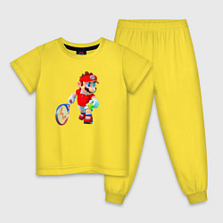 Пижама хлопковая детская Марио играет, цвет: желтый
