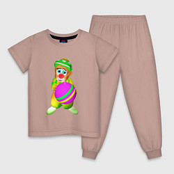 Пижама хлопковая детская Клоун с мячиком, цвет: пыльно-розовый