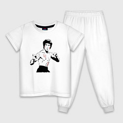 Пижама хлопковая детская Брюс Ли в крови, цвет: белый