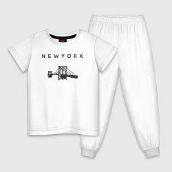 Пижама хлопковая детская Бруклинский мост, цвет: белый