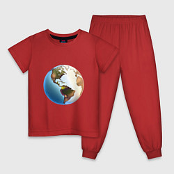 Пижама хлопковая детская Глобус мира, цвет: красный