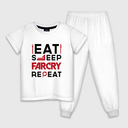 Пижама хлопковая детская Надпись: eat sleep Far Cry repeat, цвет: белый