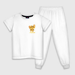 Пижама хлопковая детская Маленький желтый слоненок, цвет: белый