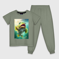 Пижама хлопковая детская Большой карп, цвет: авокадо