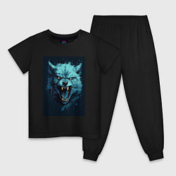 Пижама хлопковая детская Blue wolf, цвет: черный
