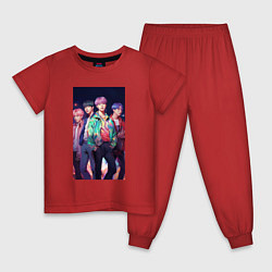 Пижама хлопковая детская BTS art style, цвет: красный