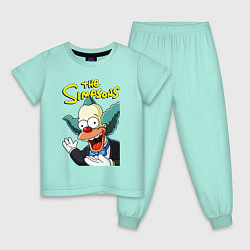 Пижама хлопковая детская Krusty the clown, цвет: мятный