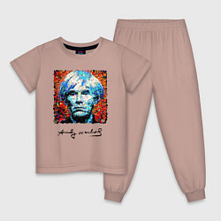 Пижама хлопковая детская Andy Warhol - celebrity, цвет: пыльно-розовый