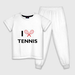 Пижама хлопковая детская I Love Tennis, цвет: белый