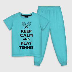 Пижама хлопковая детская Keep Calm & Play tennis, цвет: бирюзовый