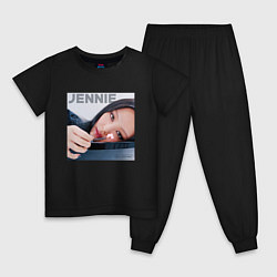 Пижама хлопковая детская Blackpink Jennie, цвет: черный
