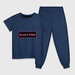 Пижама хлопковая детская Логотип Блек Пинк, цвет: тёмно-синий