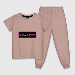 Пижама хлопковая детская Логотип Блек Пинк, цвет: пыльно-розовый