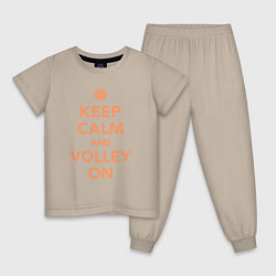 Пижама хлопковая детская Keep calm and volley on, цвет: миндальный