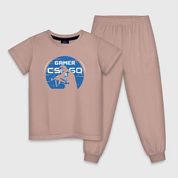 Пижама хлопковая детская Counter strike game, цвет: пыльно-розовый