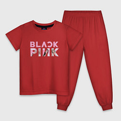 Пижама хлопковая детская Blackpink logo Jisoo Lisa Jennie Rose, цвет: красный