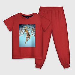 Пижама хлопковая детская Линк в облаках, цвет: красный