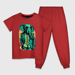 Пижама хлопковая детская Человек слон, цвет: красный