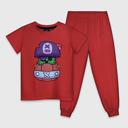 Пижама хлопковая детская Бравл Старс - Spike, цвет: красный