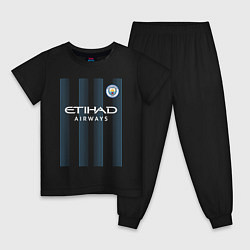 Пижама хлопковая детская Эрлинг Холанд Манчестер Сити форма 2324, цвет: черный