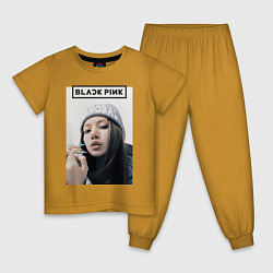 Пижама хлопковая детская Джису блэкпинк, цвет: горчичный