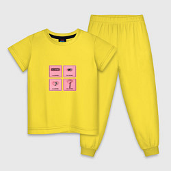 Пижама хлопковая детская Гламурный мерч BlackPink, цвет: желтый
