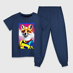 Пижама хлопковая детская Fox - pop art - fashionista, цвет: тёмно-синий