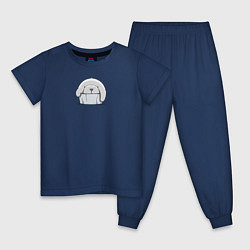 Пижама хлопковая детская Белый медведь на льдине, цвет: тёмно-синий